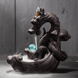 Incense Holder Dragon Backflow Incense , Chinese traditional  Handmade Ceramic Home Decor  handmade gifts Can help sleep +  20 Backflow incense cones [&lt;lun&gt;]