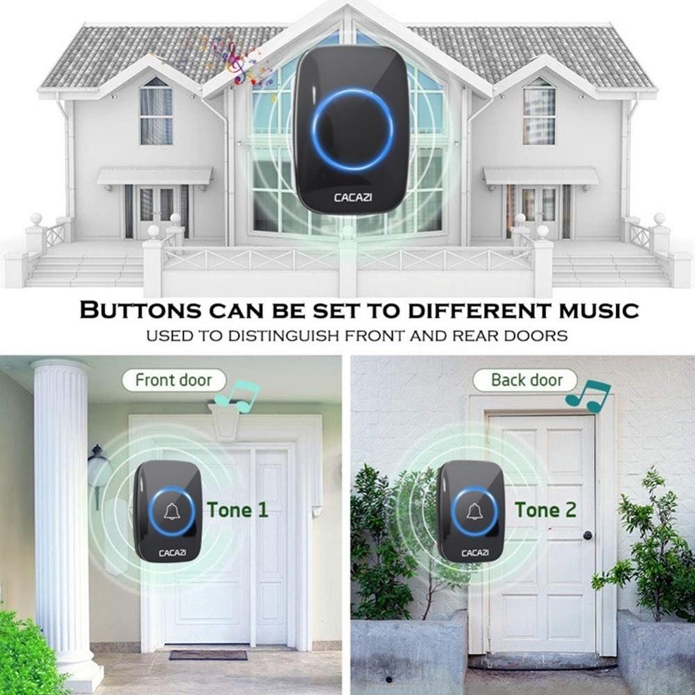 Wireless Doorbell, Waterproof Door Bell Chime Kit Includes Push Button Transmitter and Plug-In Receiver,Over 1000 feet Range,36 Melodies,CD Quality Sound and LED Flash