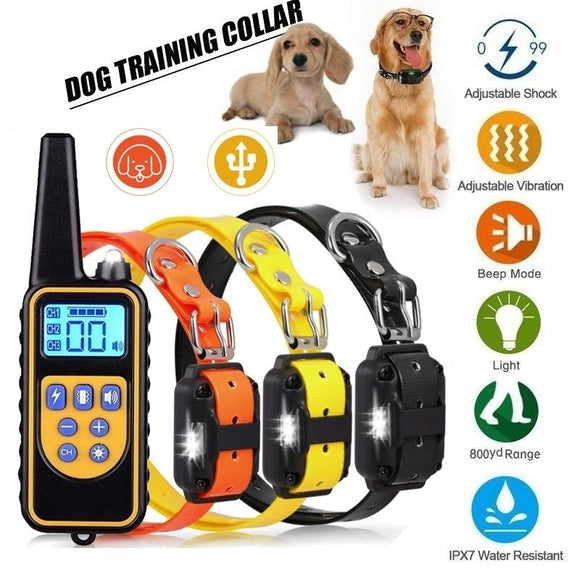 1000M IP6X 4 Modes Waterproof Pet Dog Training Collar Eectric Remote Control Shock Collar with LCD Display for 1~3 Dogs