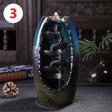 Ceramic sculpture reflux waterfall incense burner, can be used for home decoration meditation yoga gift [&lt;lun&gt;]