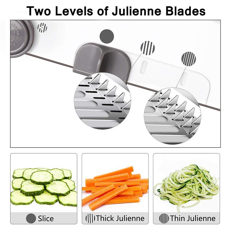 New Mandoline Food Slicer, Stainless Steel Adjustable Vegetable Cutter Manual Kitchen Vegetable Shredder Julienne Chopper for Potato French Fries Fruits Vegetable Salad White [<lun>]