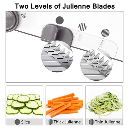 New Mandoline Food Slicer, Stainless Steel Adjustable Vegetable Cutter Manual Kitchen Vegetable Shredder Julienne Chopper for Potato French Fries Fruits Vegetable Salad White [<lun>]