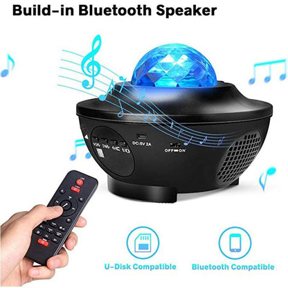 Newest 2 Styles Romantic Star Projector Light USB Voice Control Music Player LED Night Light Projection Lamp Star Light [<lun>]