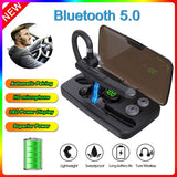 New Fashion Wireless Bluetooth5.0 Earphone, Waterproof Sport Earhook Headset, Noise Cancellation Stereo Bluetooth Headphone, Business Drive Handsfree Headset with Mic Voice Control for Smart Phone