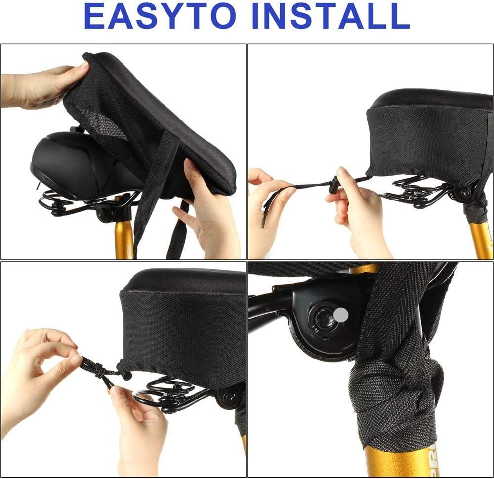 Exercise Bike Seat Cover - Large Wide Foam &amp; Gel Padded Bicycle Saddle Cushion for Women Men Everyone, Bicycle Seat Cover for Exercise Bike Spin Bike Cruiser Bike Indoor Cycling
