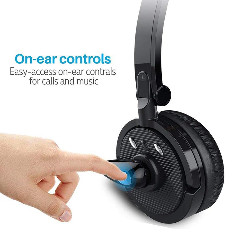 Pro Trucker Bluetooth Headset/Cell Phone Headset with Microphone, Office Wireless Headset, Over the Head Earpiece, On Ear Car Bluetooth Headphones for Cell Phone, Skype, Truck Driver, Call Center [<lun>]