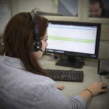 Office Headset with Microphone,20hrs Talking Time Trucker Wireless Bluetooth Headphones, Noise Cancelling Headset for Cell Phone,Computer,Call Center,Study Online