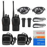 Rechargeable Long Range Two-Way Radios with Earpiece 2-4 Pack UHF 400-470Mhz Walkie Talkies Li-ion Battery and Charger Included