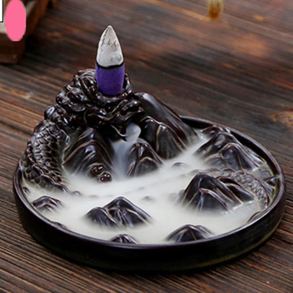 Retro Buddhist Porcelain Incense Holder Backflow Incense Burner Home Fragrance  Artwork
