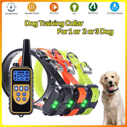 2021 New Remote Dog Training Collar Rechargeable and Rainproof 800M LCD Electric Pet Dog Shock Collar with Beep Vibration and Shock Electronic Collar belt for 2 Dogs Trainer (2PCS Receiver)