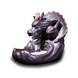 Exquisite Retro dragon Porcelain Ceramic Backflow Incense Burner Holder Buddhist Censer Decoration w/ 20 pcs Incense Cones