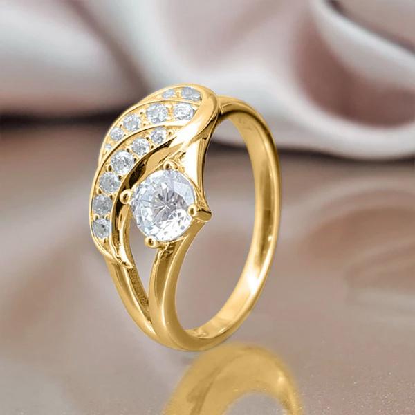 New Exquisite 18K Gold White Sapphire Angel Charming Diamond Princess Ring Romantic Bride Proposal Eternity Ring Anniversary Christmas Gift for Girlfriend Mother's Day Gift Jewelry Size 5-11E [<lun>]