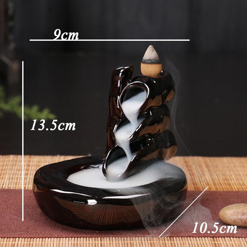 Handmade Ceramic Backflow Incense Holder Waterfall Incense Burner, Aromatherapy Ornament Home Decor Meditation Yoga [<lun>]