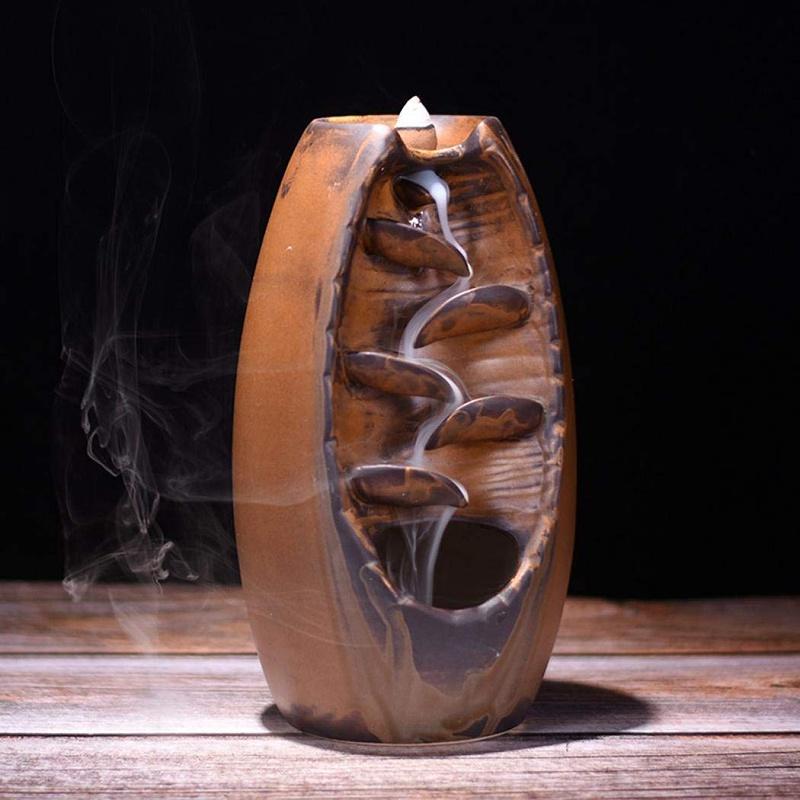 Characteristic style Ceramic Backflow Incense Holder Waterfall Incense Burner, Aromatherapy Ornament Home Decor Meditation Yoga [<lun>]