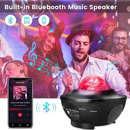 Newest 2 Styles Romantic Star Projector Light USB Voice Control Music Player LED Night Light Projection Lamp Star Light [<lun>]