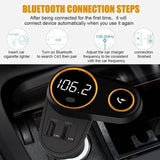 Bluetooth Car FM Transmitter,Wireless Radio Adapter Car Kit Music Control,Hands-Free Calling 1.44&quot; Display with 2 USB Car Charge Port Built-in Mic Smart Mp3 Player TF Card Input/Output