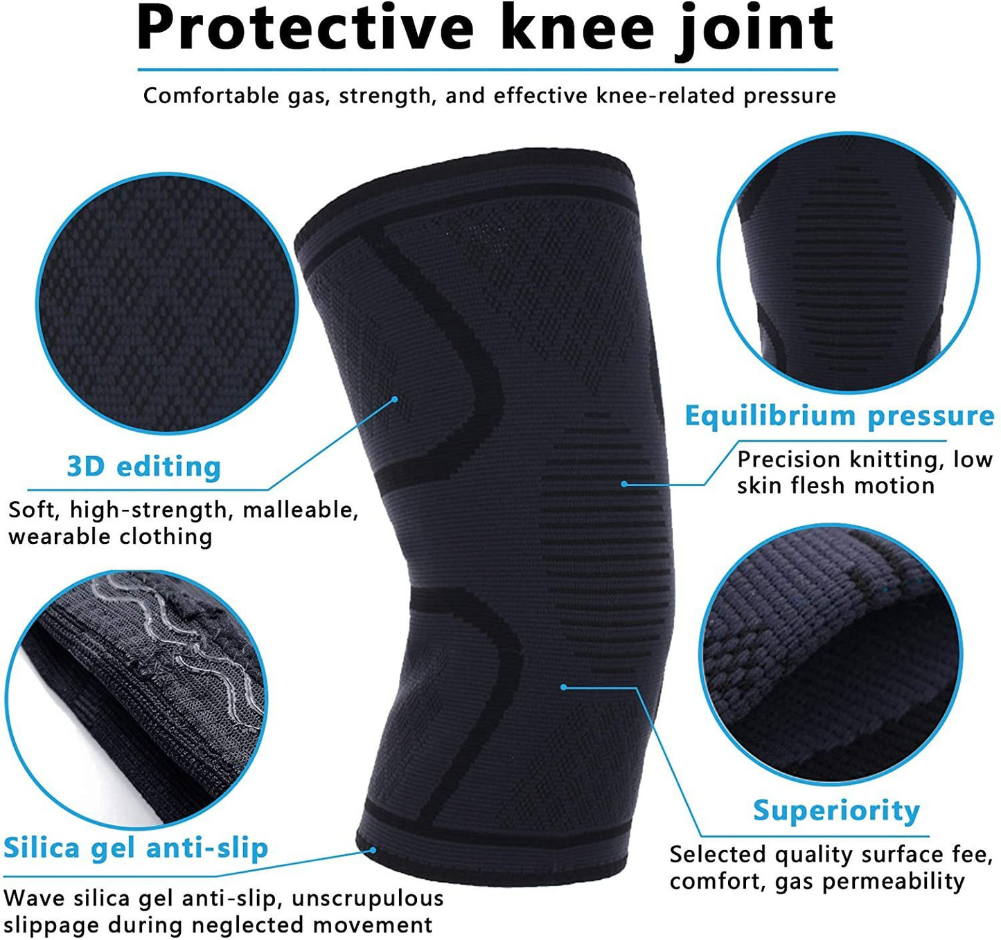 Fitness Running Cycling Knee Support Braces Elastic Nylon Sport Compression Knee Pad Sleeve for Basketball Volleyball [<lun>]