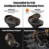 Bluetooth Car FM Transmitter,Wireless Radio Adapter Car Kit Music Control,Hands-Free Calling 1.44&quot; Display with 2 USB Car Charge Port Built-in Mic Smart Mp3 Player TF Card Input/Output