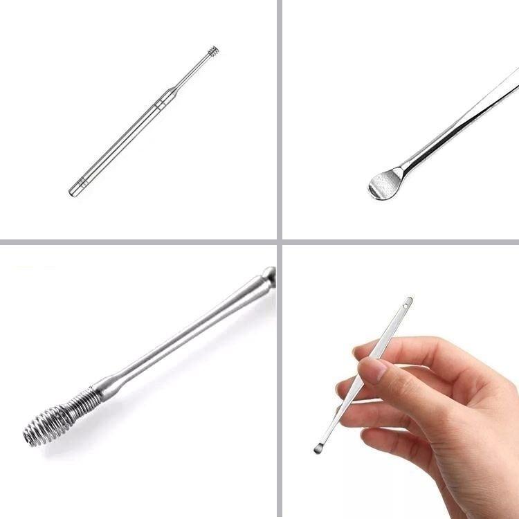 Ear Scoop Cleaner Spring Double Head Rotating Ear Scoop Six-piece Ear Harvesting Tool Set [<lun>]
