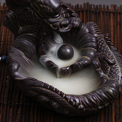 2020 With 60 Incense Cones Buddhist Porcelain Dragon Incense Holder Smoke Backflow Fragrance Retro Art