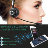 Bluetooth Headset, Trucker Bluetooth Headset, V5.0 Handsfree Wireless Phone Headset with Charging Station, Noice Cancelling, Bluetooth Headset with Microphone, Suitable for Call Center Office Phone