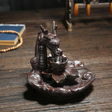 Exquisite Retro dragon Porcelain Ceramic Backflow Incense Burner Holder Buddhist Censer Decoration w/ 20 pcs Incense Cones