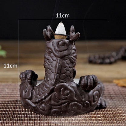 Ceramic sculpture reflux waterfall incense burner, can be used for home decoration meditation yoga gift [<lun>]