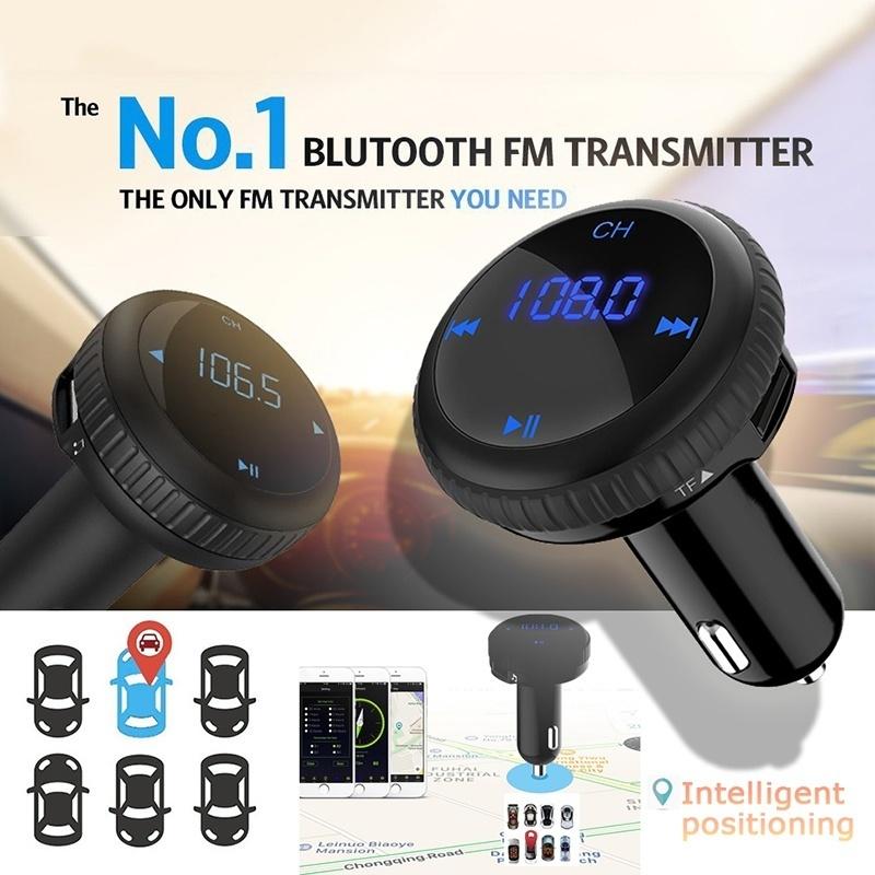 Car Locator,In Car Bluetooth FM Transmitter Handsfree Call Dual USB Charger Radio Adapter
