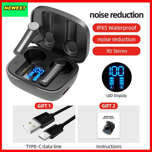 Newest TWS HiFi Bluetooth 5.0 Wireless Earphone TWS LED Touch Sports Earphone Noise Cancelling Earphone In Ear Bluetooth Earbuds With Charging Box
