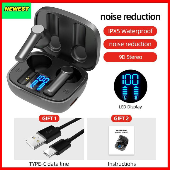 Newest TWS HiFi Bluetooth 5.0 Wireless Earphone TWS LED Touch Sports Earphone Noise Cancelling Earphone In Ear Bluetooth Earbuds With Charging Box