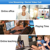 Full HD Webcam 1080P, Streaming Camera, Widescreen Video Calling and Recording with Microphone, USB Wide Angle Skype Camera with Facial-Enhancement Technology, Desktop, Laptop