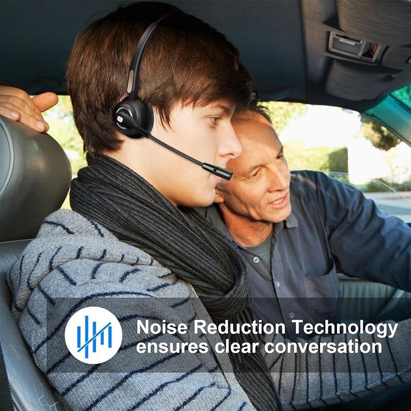 Office Headset with Microphone,12hrs Talking Time Trucker Wireless Bluetooth Headphones, Noise Cancelling Headset for Cell Phone,Computer,Call Center,Study Online