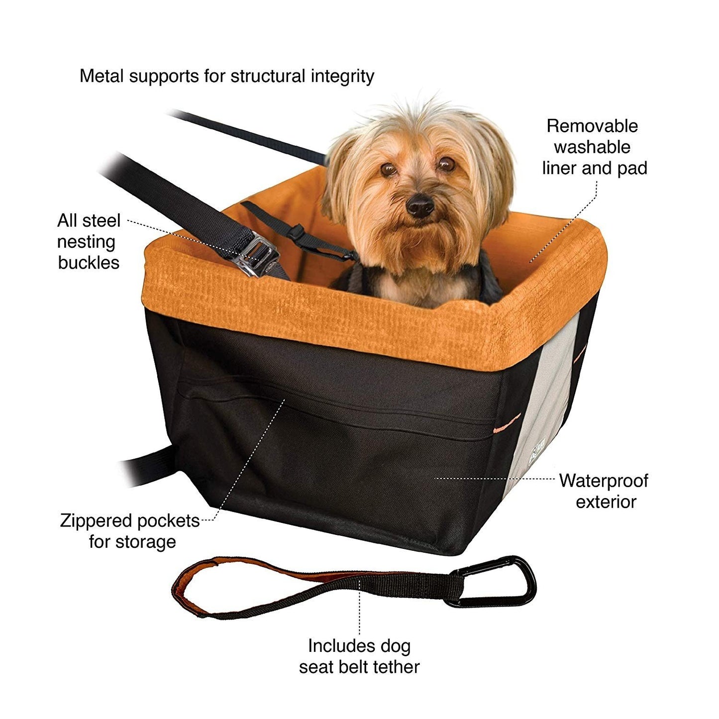 Dog Car Seat with Dog Seat Belt Tether Dogs Booster Seat for Cars