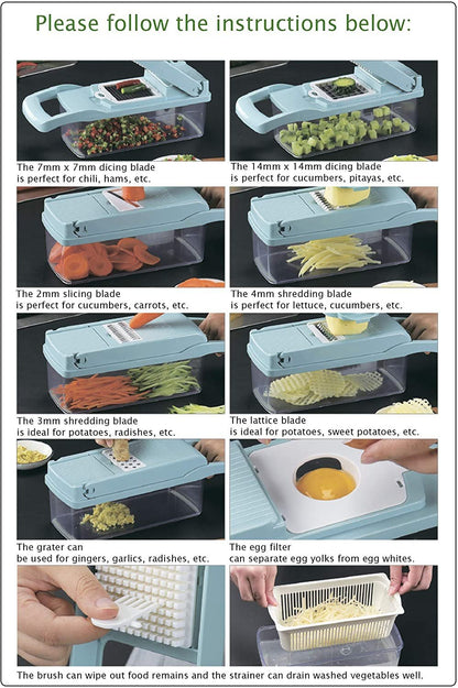 2021 New Multifunctional Vegetable Potato Slicer Set Chopper Grater Carrot Cutter Shredder Onion Peeler Kitchen Tool