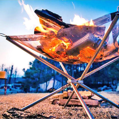 New Folding Camp Stove Fire Frame Stand Wood Burning Grill Stainless Steel Rack Heater Camping Tool [<lun>]