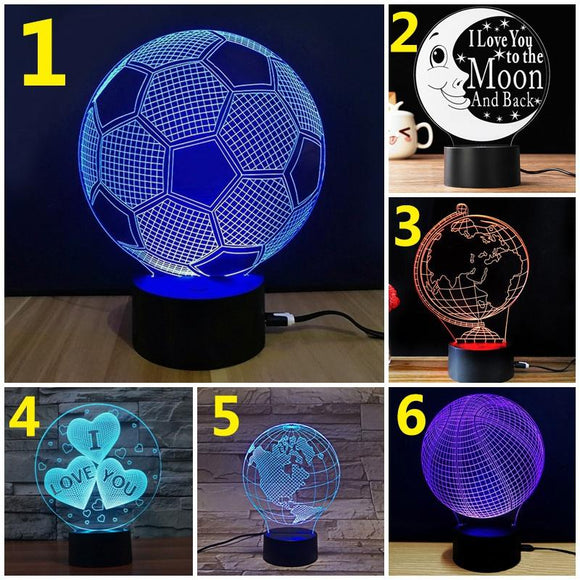 New 3D Lamp LED Table Touch Remote Night Light Man Boys Birthday Decor Gifts