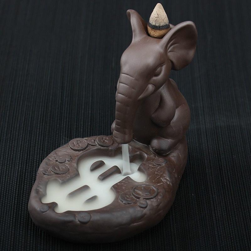 Chinese Characteristic style Ceramic Sculpture  Backflow Waterfall Smoke Incense Burner,Home Decor Meditation Yoga [<lun>]