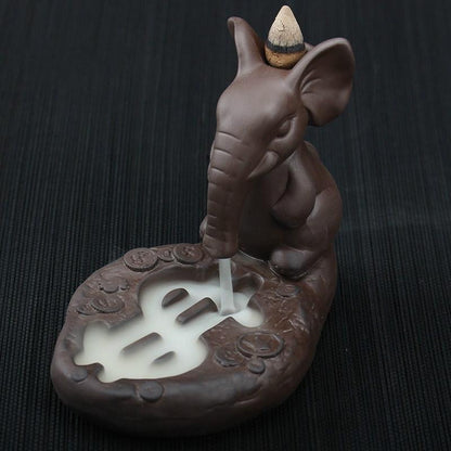 Chinese Characteristic style Ceramic Sculpture  Backflow Waterfall Smoke Incense Burner,Home Decor Meditation Yoga [<lun>]