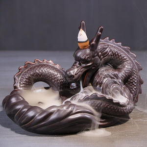 Ceramic Incense Burner for Smoke Backflow Like Water Streaming Down Art Craft Incense Cone Furnace Home Decor w/ 20 Incense Cones