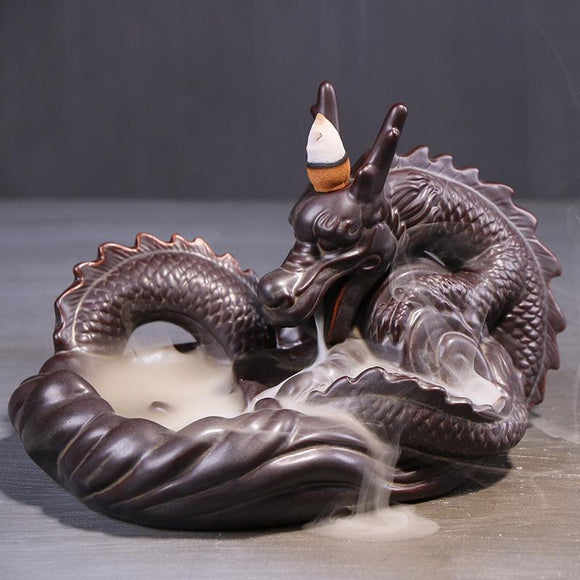 Ceramic Incense Burner for Smoke Backflow Like Water Streaming Down Art Craft Incense Cone Furnace Home Decor w/ 20 Incense Cones