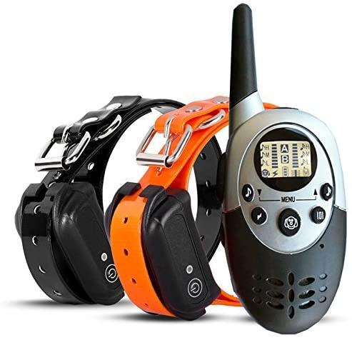 2021 New 1000 Yards Dog Training Collar with Remote, Rechargeable and Waterproof with 3 Dog Training Modes Static Shock/Vibration/Beep for Medium or Large Dog with White Backlight LCD Screen [<lun>]
