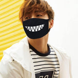 Unisex Dust-Proof Cotton Face Masks Windproof Black Mask Cartoon Printed Half Face Mouth Muffle