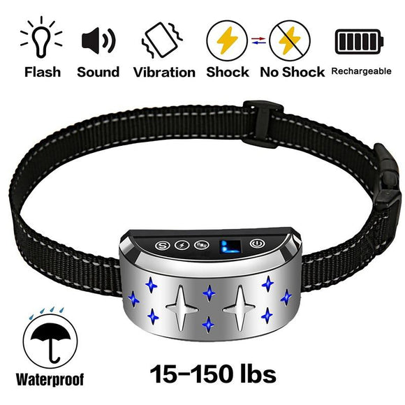No Bark Collar [2020 NEW STYLE] Smart Detection Dog Bark Collar With 4 Harmless Training Modes, USB Rechargeable Rainproof Barking Collar (7-Grade Sensitivity Adjustable)