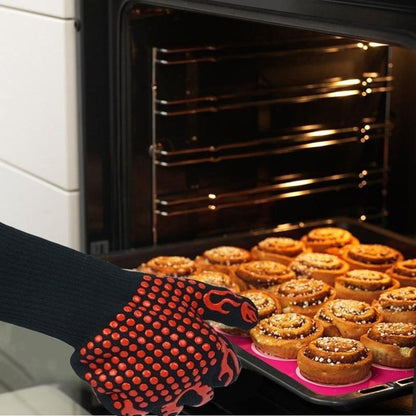 BBQ Grilling Gloves 1472℉ Extreme Heat Resistant Cooking Non-Slip Kitchen Outodor Barbecue Baking Silicone Gloves