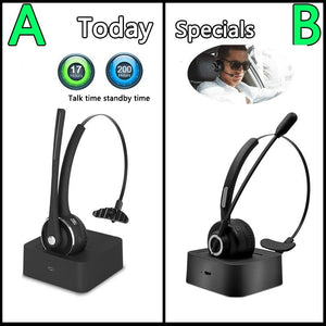 Trucker Bluetooth Headset,Wireless Headset with Microphone,Charging Station,Noise Cancelling Hands Free Phone Headset for Truck Driver Call Center Office PC Skype