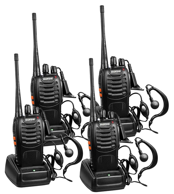 Rechargeable Long Range Two-Way Radios with Earpiece 2-4 Pack UHF 400-470Mhz Walkie Talkies Li-ion Battery and Charger Included