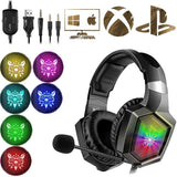 Pro Gaming Headset - Updated K8 Headset Gaming for PS4 New Xbox One, Stereo Over-ear Headphones &amp; Noise-canceling Microphone with Mic for PC Computer Mac Laptop Nintendo Switch Games