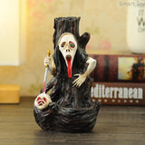 Exquisite New design Skull Backfolw Incense Burner Fashion Halloween Gift Retro Incense Holder Home Decoration Home Air Freshener for Yoga and Reading