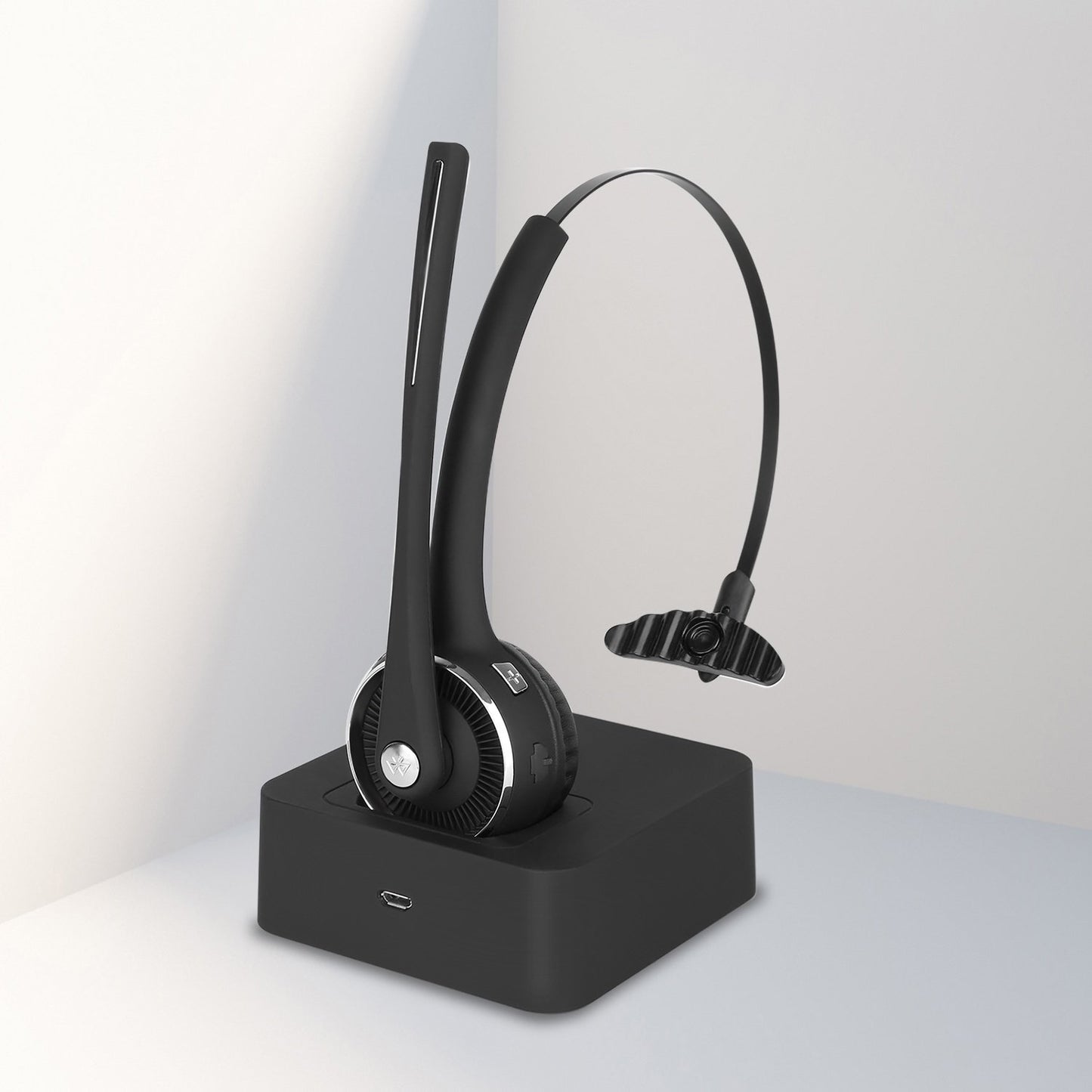 2021 Pro Trucker Bluetooth Headset/Office Wireless Headset, Bluetooth Earpiece Noise Cancelling Headphones with Microphone,Charging Dock,Mute Function for Car Call Center iPhone Android Cell Phones [<lun>]