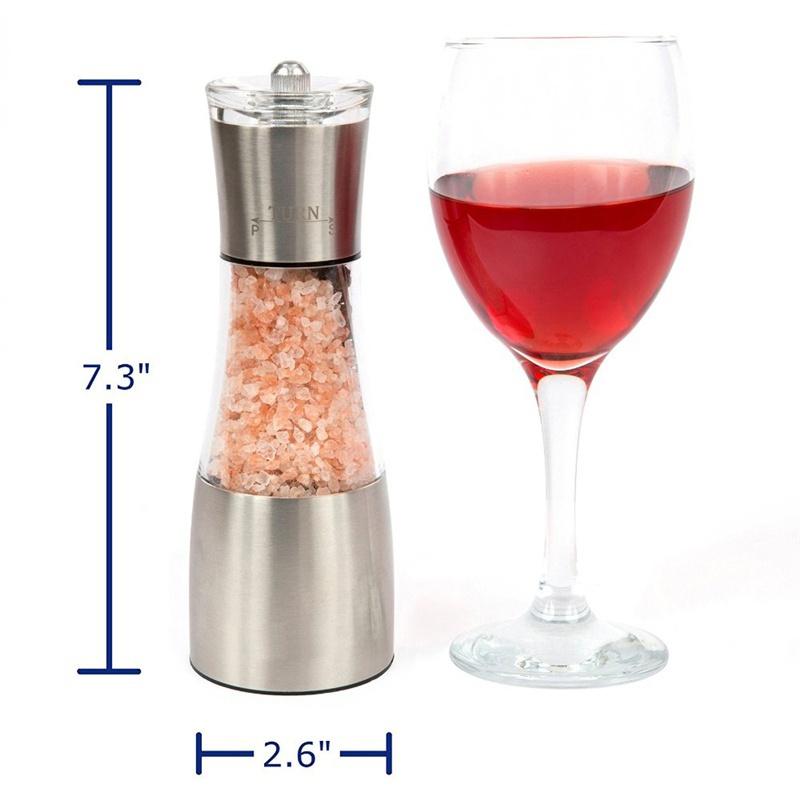 2021 Salt and Pepper Grinder Mills (2rd Generation, Ceramic Core with Adjustable Coarseness), Manual Design Salt Shakers, Allows Two Kinds of Seasoning Used at The Same Time [<lun>]